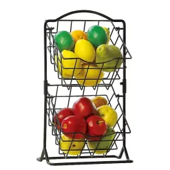 Discount Kirklands Home Metal Wire 2-Tier Square Kitchen Basket Black
