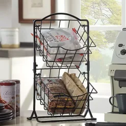 Discount Kirklands Home Metal Wire 2-Tier Square Kitchen Basket Black