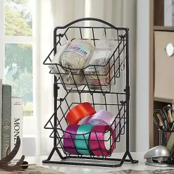Discount Kirklands Home Metal Wire 2-Tier Square Kitchen Basket Black
