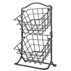 Discount Kirklands Home Metal Wire 2-Tier Square Kitchen Basket Black