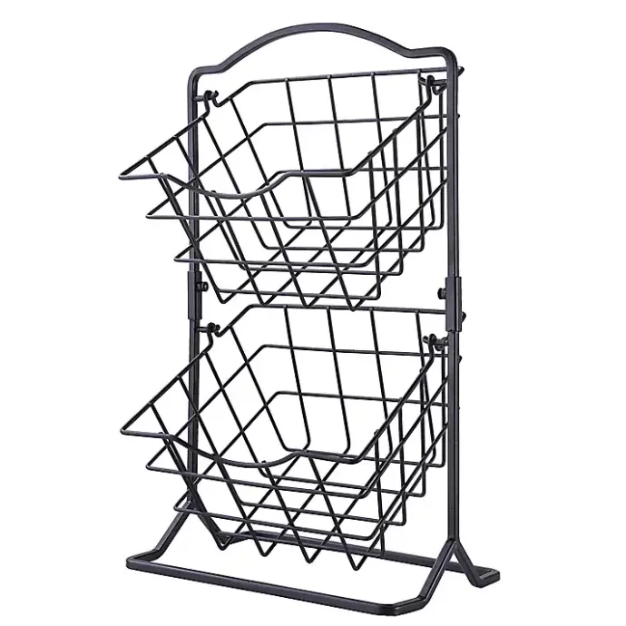 Discount Kirklands Home Metal Wire 2-Tier Square Kitchen Basket Black
