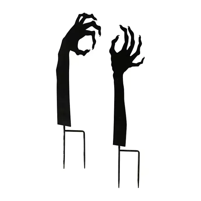 Kirklands Home Metal Zombie Halloween Lawn Stakes, Set of 2 Black