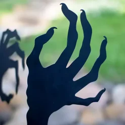 Kirklands Home Metal Zombie Halloween Lawn Stakes, Set of 2 Black