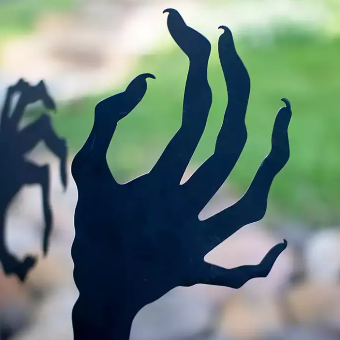 Kirklands Home Metal Zombie Halloween Lawn Stakes, Set of 2 Black