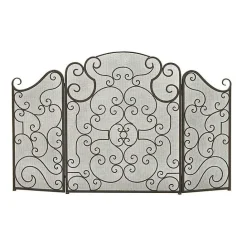 Clearance Kirklands Home Black Metallic Scroll Three-Panel Fire Screen