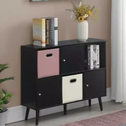 Discount Kirklands Home Mid-Century Modern Cubby Cabinet Black