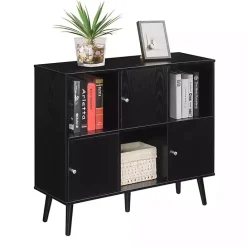 Discount Kirklands Home Mid-Century Modern Cubby Cabinet Black