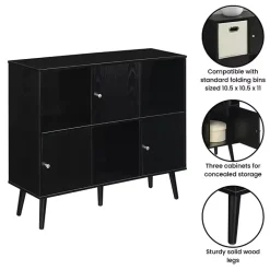 Discount Kirklands Home Mid-Century Modern Cubby Cabinet Black