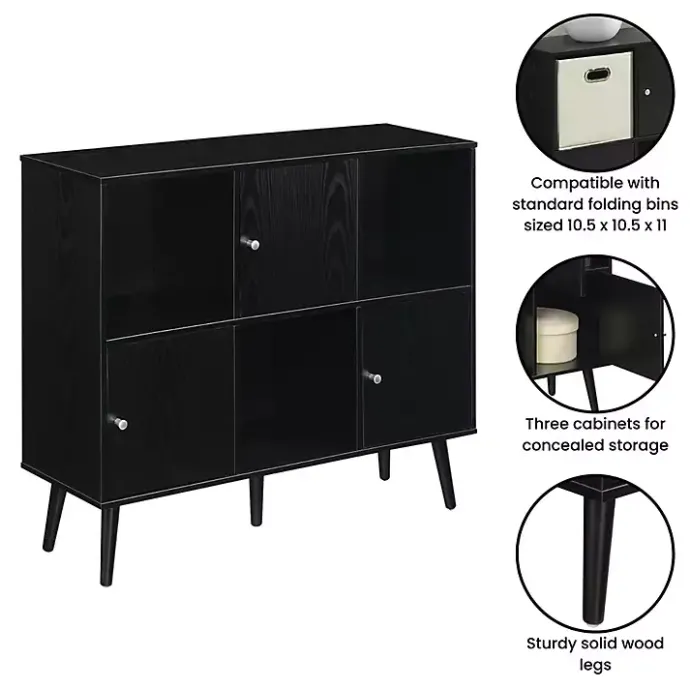 Discount Kirklands Home Mid-Century Modern Cubby Cabinet Black