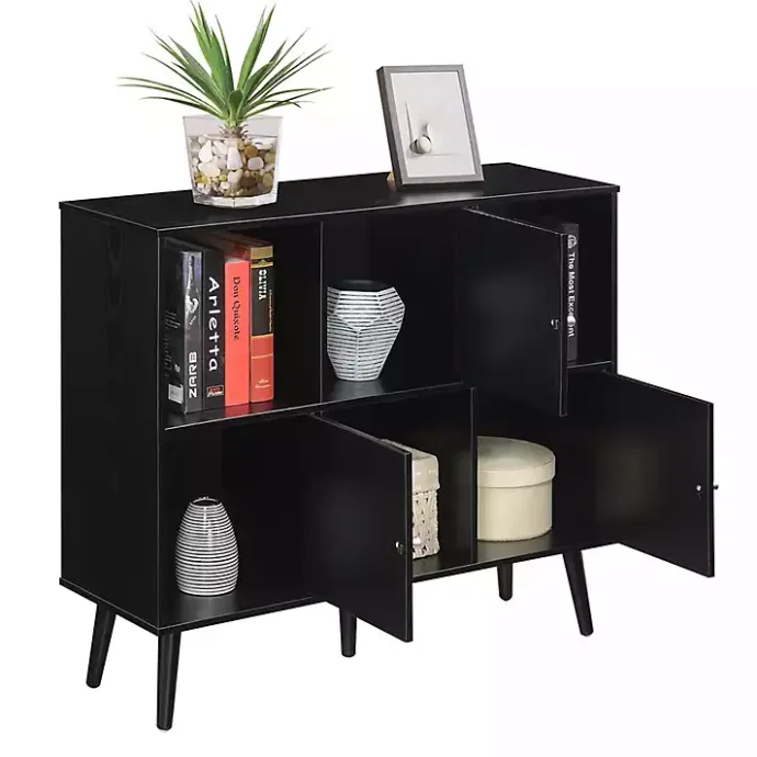 Discount Kirklands Home Mid-Century Modern Cubby Cabinet Black
