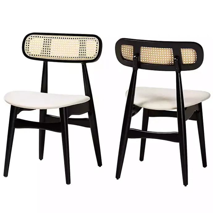 Best Kirklands Home Black Mid-Century Modern Dining Chairs, Set of 2 White