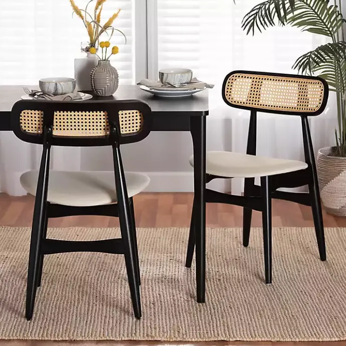 Best Kirklands Home Black Mid-Century Modern Dining Chairs, Set of 2 White