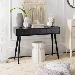 Clearance Kirklands Home Mid-Century Modern 3-Drawer Console Table Black