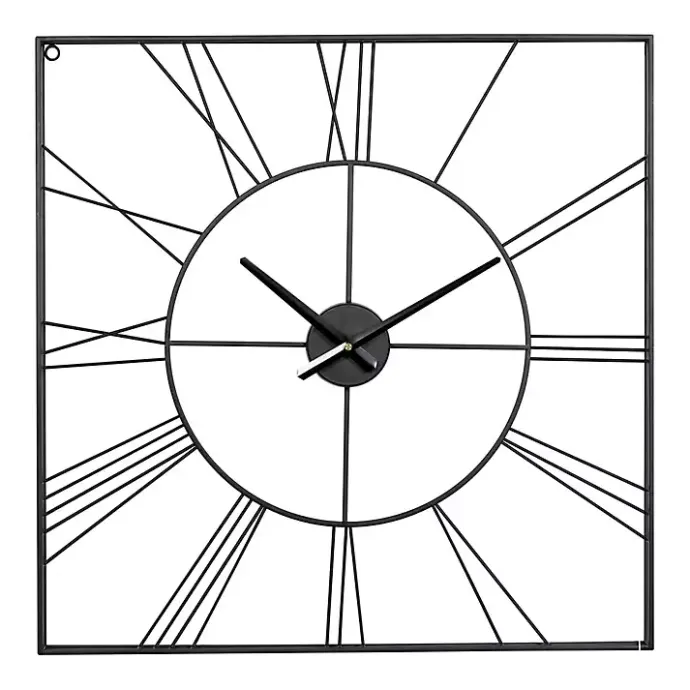 Hot Kirklands Home Minimal Square Open Face Clock Black