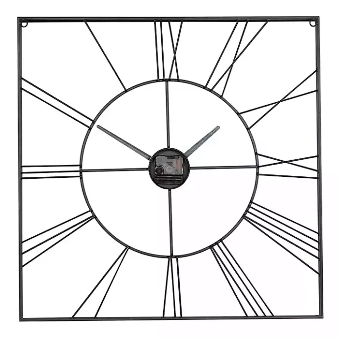 Hot Kirklands Home Minimal Square Open Face Clock Black