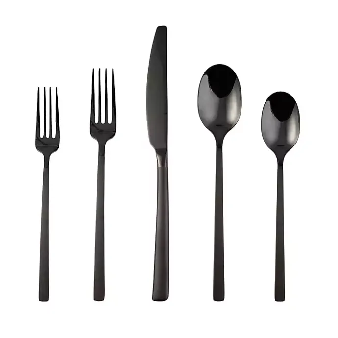 Sale Kirklands Home Mirrored Steel 20-pc. Flatware Set Black