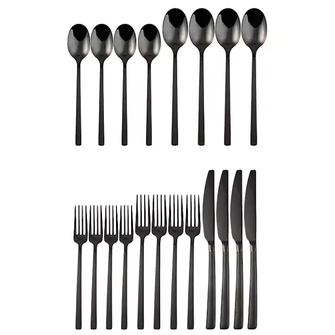 Sale Kirklands Home Mirrored Steel 20-pc. Flatware Set Black