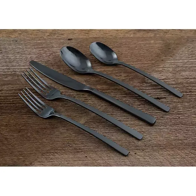 Sale Kirklands Home Mirrored Steel 20-pc. Flatware Set Black