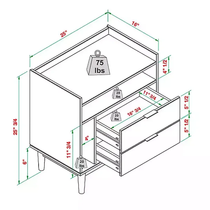 Discount Kirklands Home Modern Frame Wood Nightstand Black
