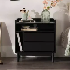 Discount Kirklands Home Modern Frame Wood Nightstand Black