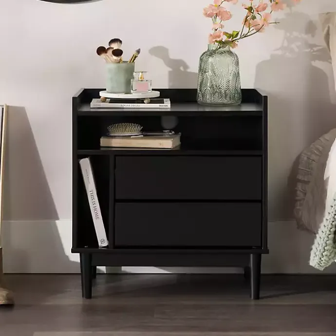 Discount Kirklands Home Modern Frame Wood Nightstand Black
