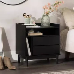 Discount Kirklands Home Modern Frame Wood Nightstand Black