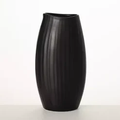 Discount Kirklands Home Modern Ribbed Ceramic Vase Black