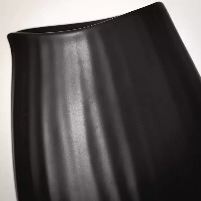 Discount Kirklands Home Modern Ribbed Ceramic Vase Black