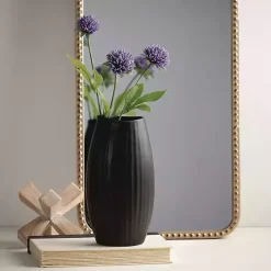 Discount Kirklands Home Modern Ribbed Ceramic Vase Black