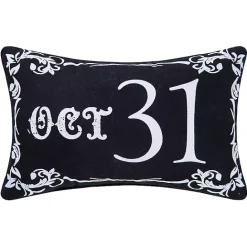 New Kirklands Home Black Oct 31 Goth Script Mini Halloween Pillow