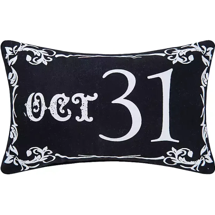 New Kirklands Home Black Oct 31 Goth Script Mini Halloween Pillow