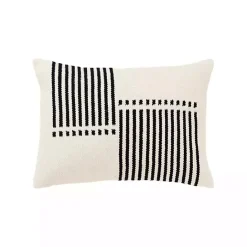 Clearance Kirklands Home Offset Colorblock Stripe Throw Pillow Black