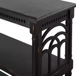 Best Kirklands Home Open Shelf Cathedral Ends Console Table Black