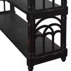 Best Kirklands Home Open Shelf Cathedral Ends Console Table Black