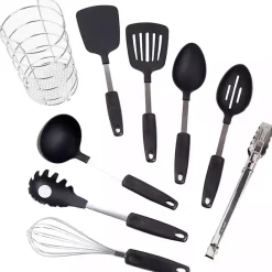 Clearance Kirklands Home 9-pc. Utensil Set with Wire Caddy Black