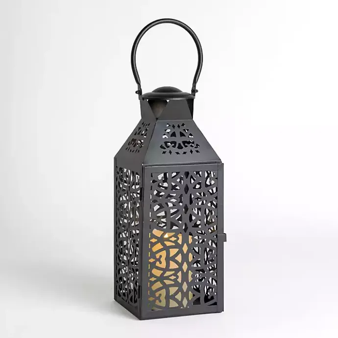 Best Kirklands Home Pierced Metal Lantern, 18 in. Black