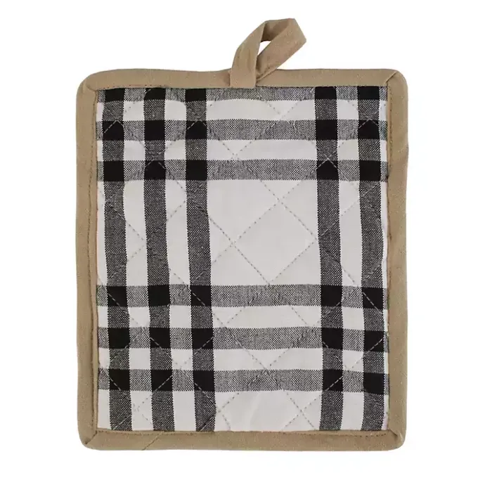 Kirklands Home Black Plaid Eat Drink Enjoy 4-pc. Dish Towel Set