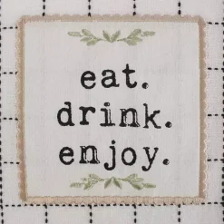 Kirklands Home Black Plaid Eat Drink Enjoy 4-pc. Dish Towel Set