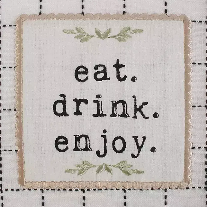 Kirklands Home Black Plaid Eat Drink Enjoy 4-pc. Dish Towel Set