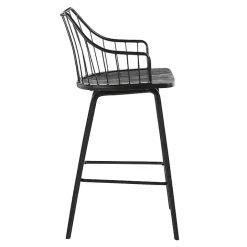 New Kirklands Home Poplar Wood Swivel Counter Stool Black