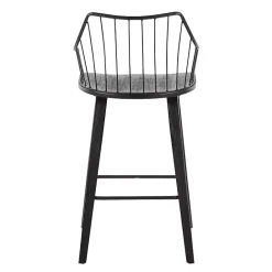 New Kirklands Home Poplar Wood Swivel Counter Stool Black