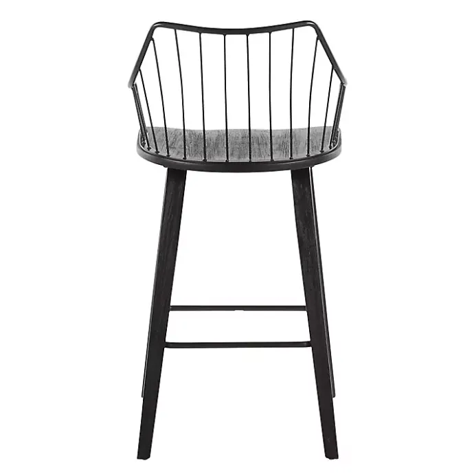 New Kirklands Home Poplar Wood Swivel Counter Stool Black