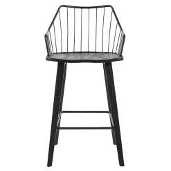 New Kirklands Home Poplar Wood Swivel Counter Stool Black