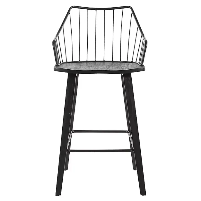 New Kirklands Home Poplar Wood Swivel Counter Stool Black