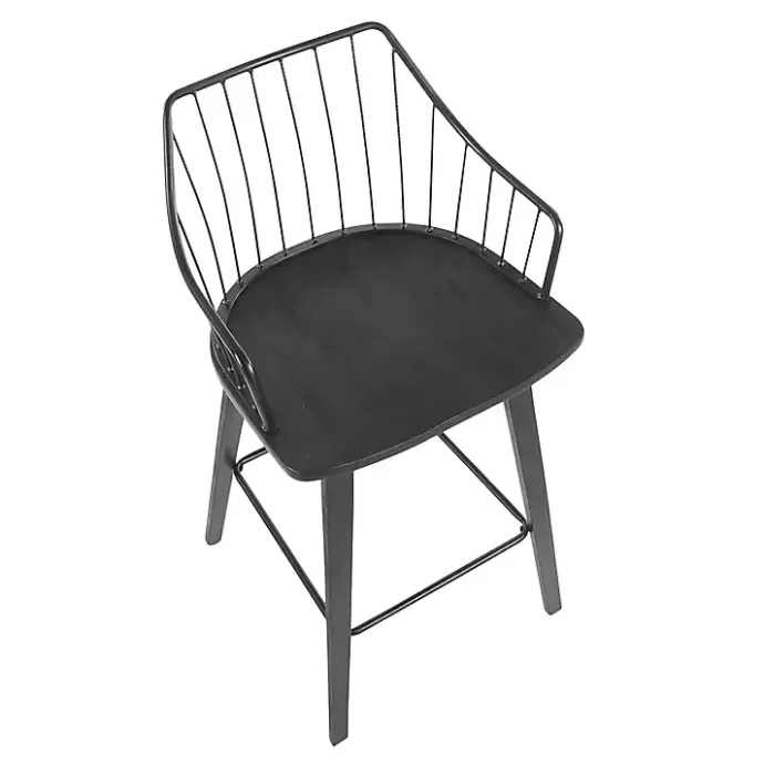 New Kirklands Home Poplar Wood Swivel Counter Stool Black