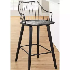 New Kirklands Home Poplar Wood Swivel Counter Stool Black