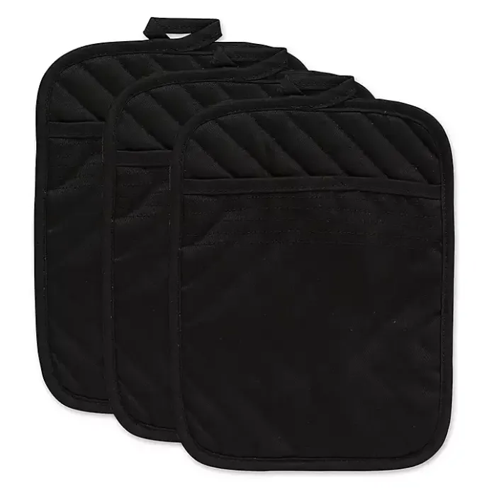 Discount Kirklands Home Quilted 3-pc. Potholder Set Black