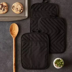 Discount Kirklands Home Quilted 3-pc. Potholder Set Black