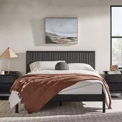 Online Kirklands Home Reeded Headboard Queen Bed Black