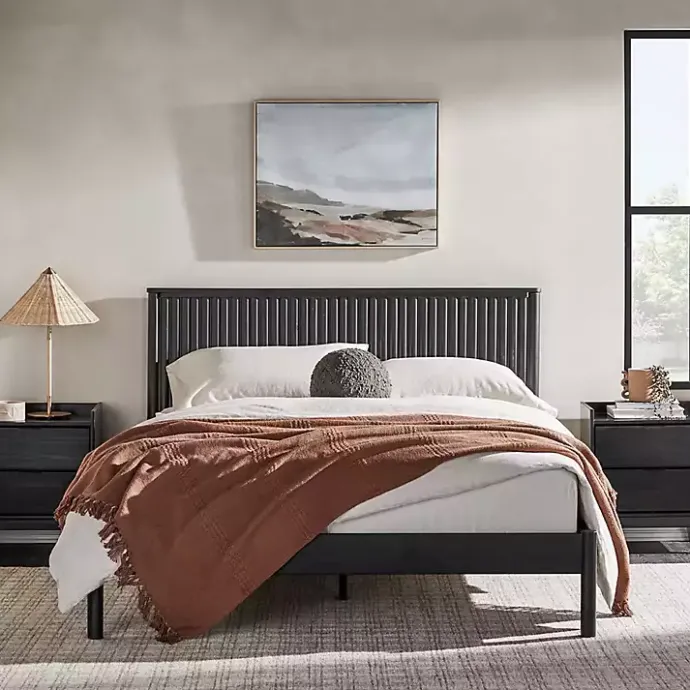 Online Kirklands Home Reeded Headboard Queen Bed Black